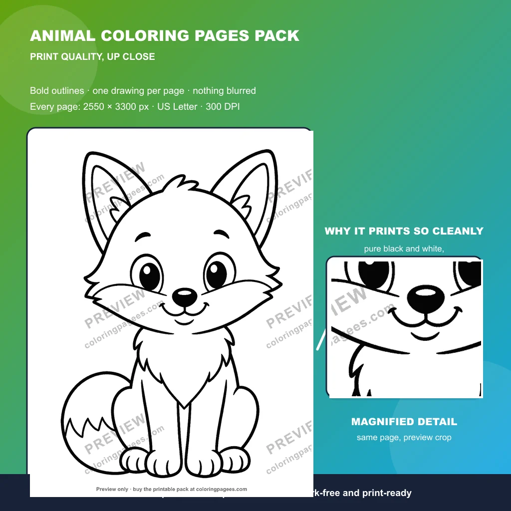 Animal Coloring Pages Pack sample pages 5