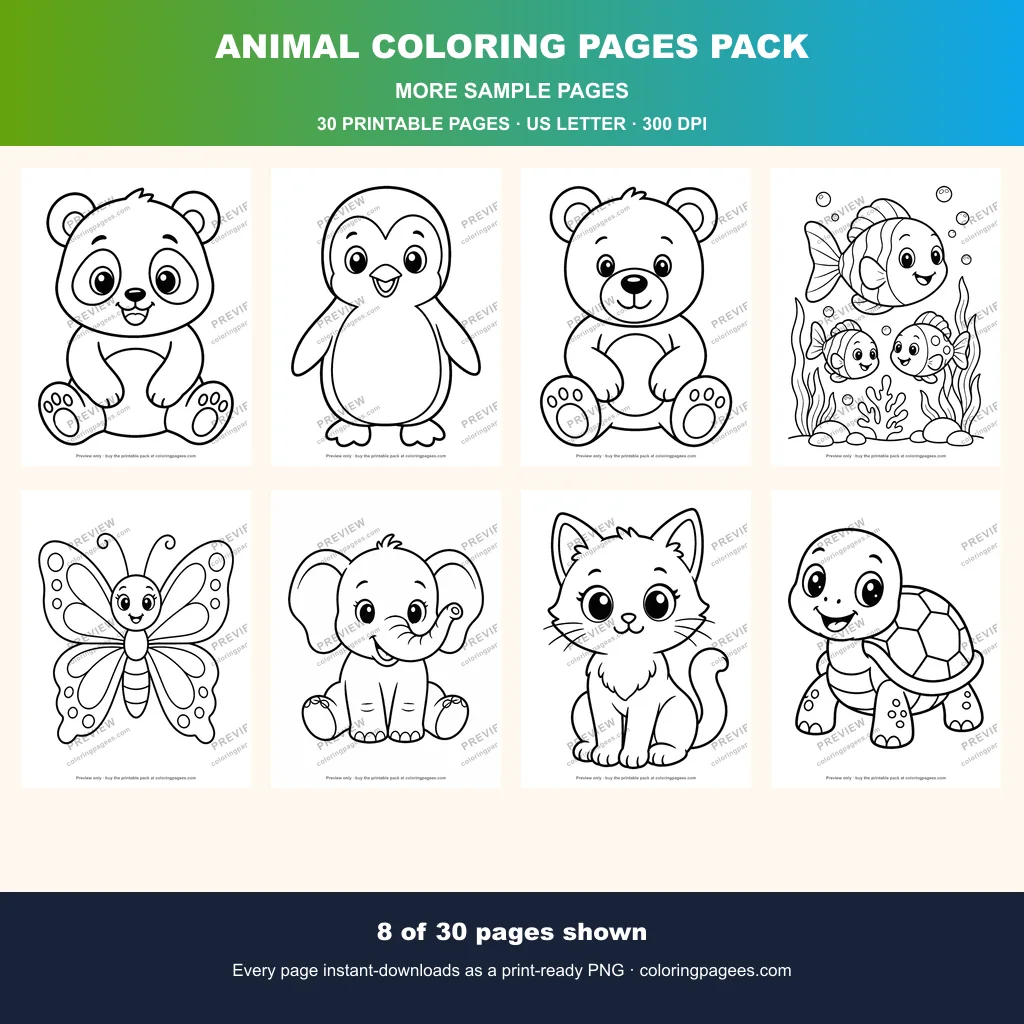 Animal Coloring Pages Pack sample pages 2