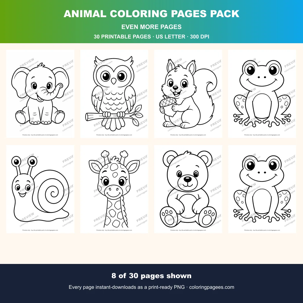 Animal Coloring Pages Pack sample pages 3