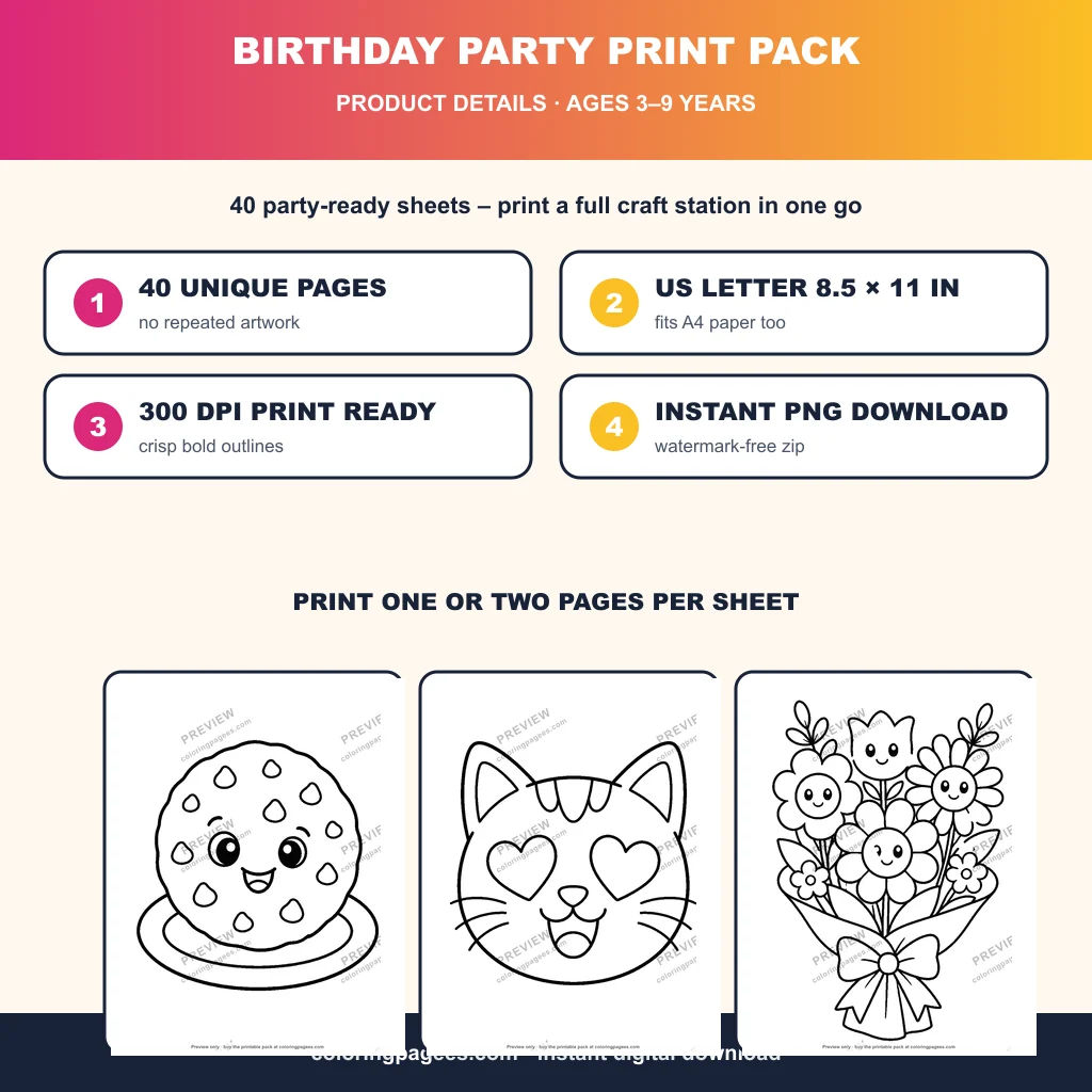 Birthday Party Print Pack sample pages 4