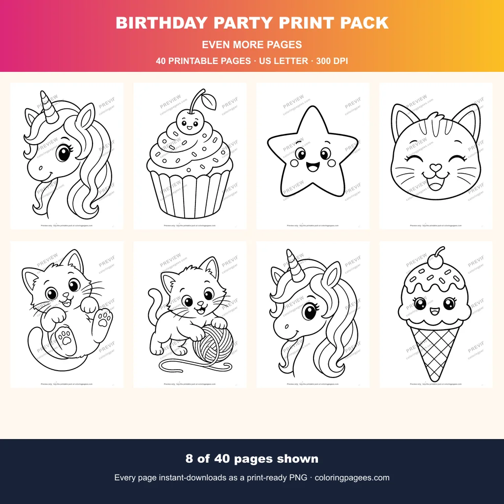 Birthday Party Print Pack sample pages 3