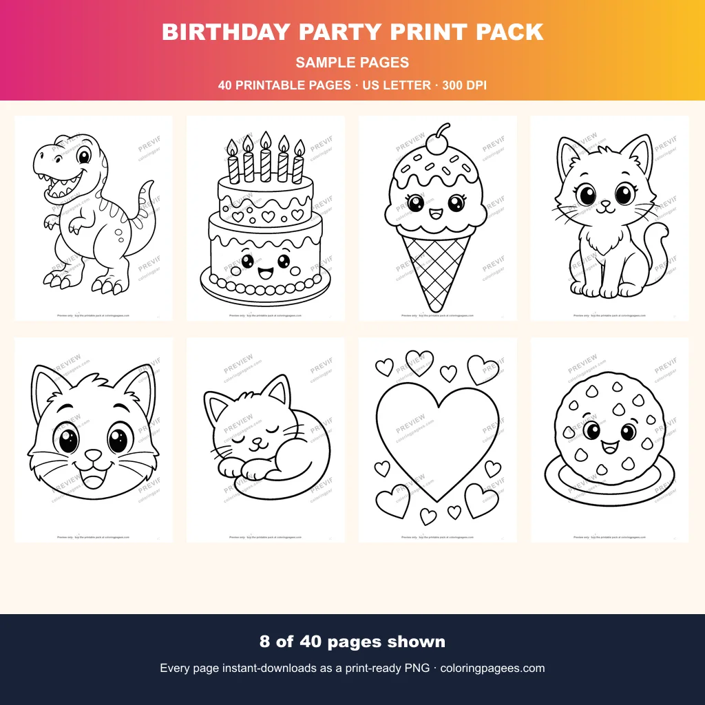 Birthday Party Print Pack sample pages 1