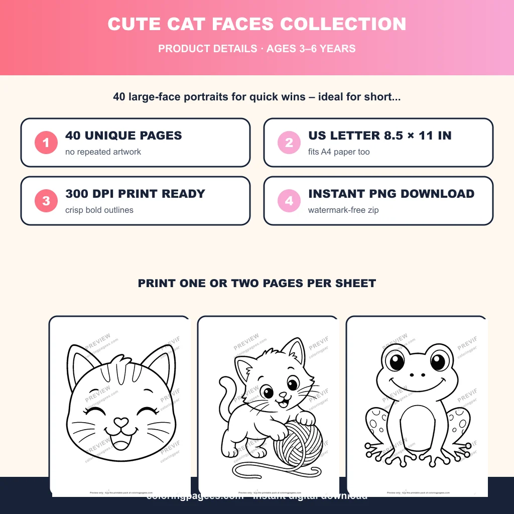 Cute Cat Faces Collection sample pages 4