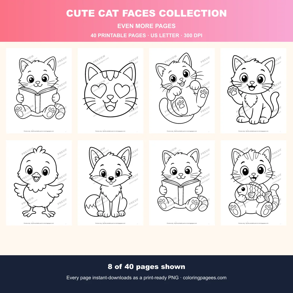 Cute Cat Faces Collection sample pages 3