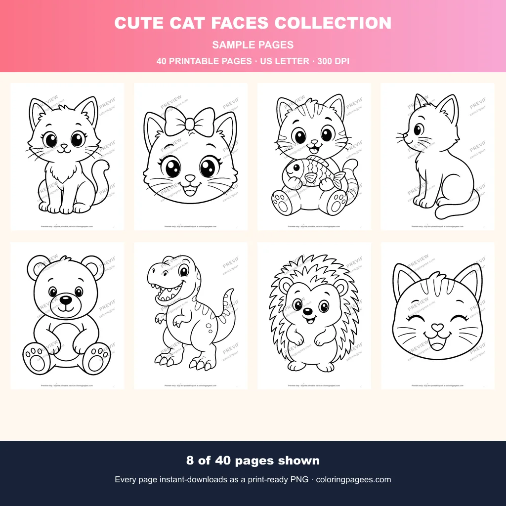 Cute Cat Faces Collection sample pages 1