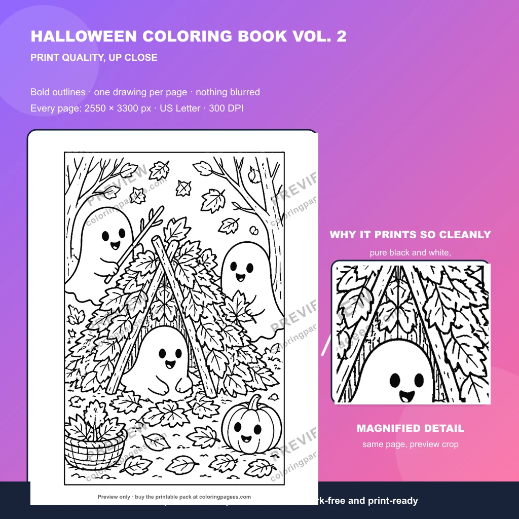 Halloween coloring pages sample sheet 5 from Halloween Coloring Pages Pack Vol. 2