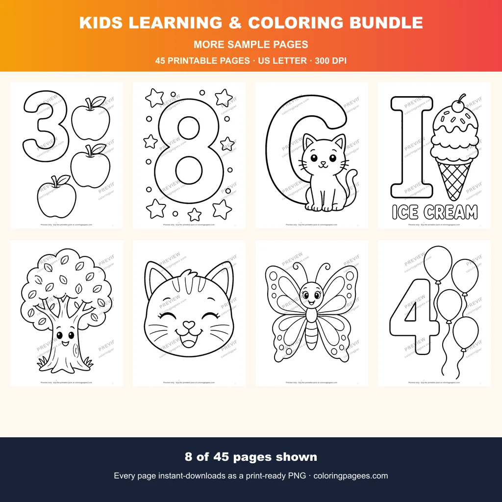Kids Learning & Coloring Bundle sample pages 2