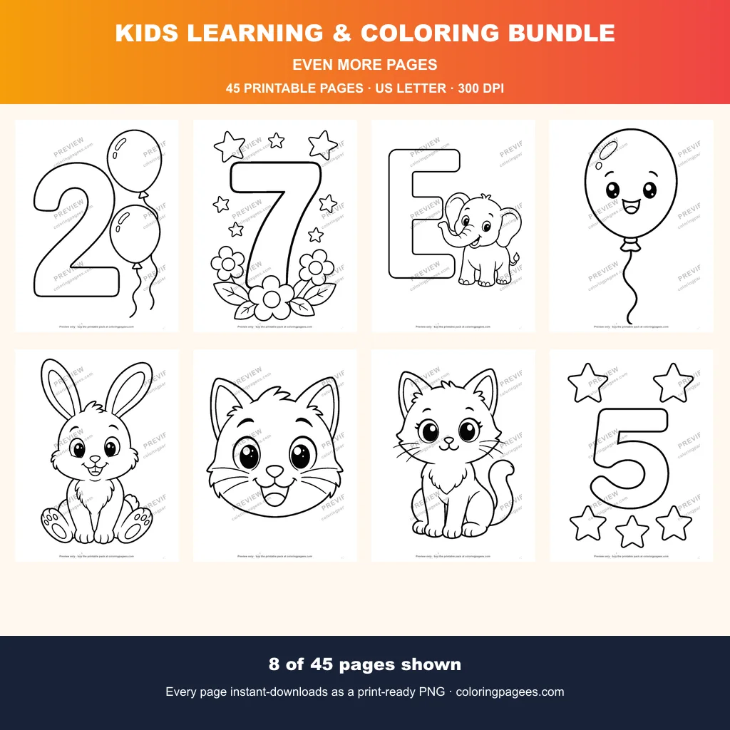 Kids Learning & Coloring Bundle sample pages 3