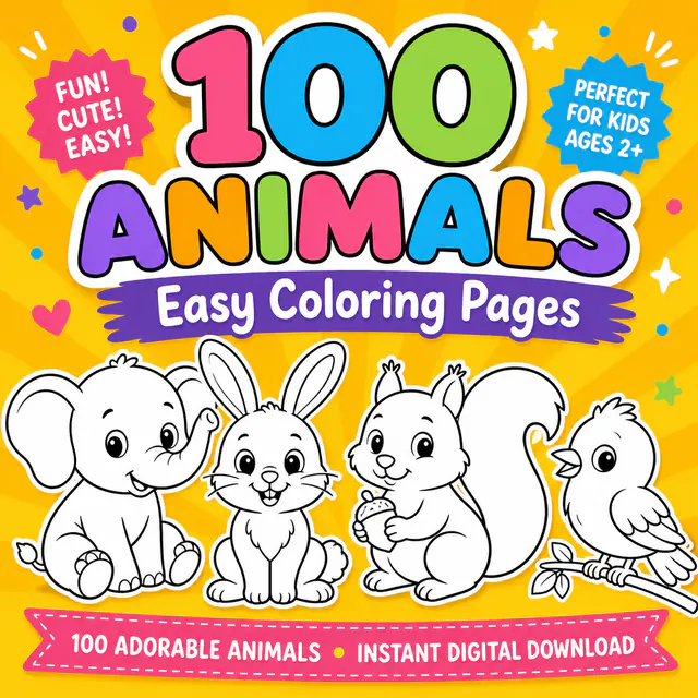 Coloring pages printable animal collection with bright cover and easy outlines