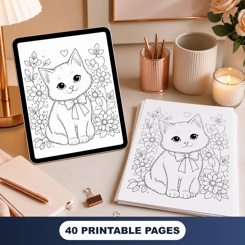 Premium High-Res Collection shown on tablet and printed pages on a sleek desk