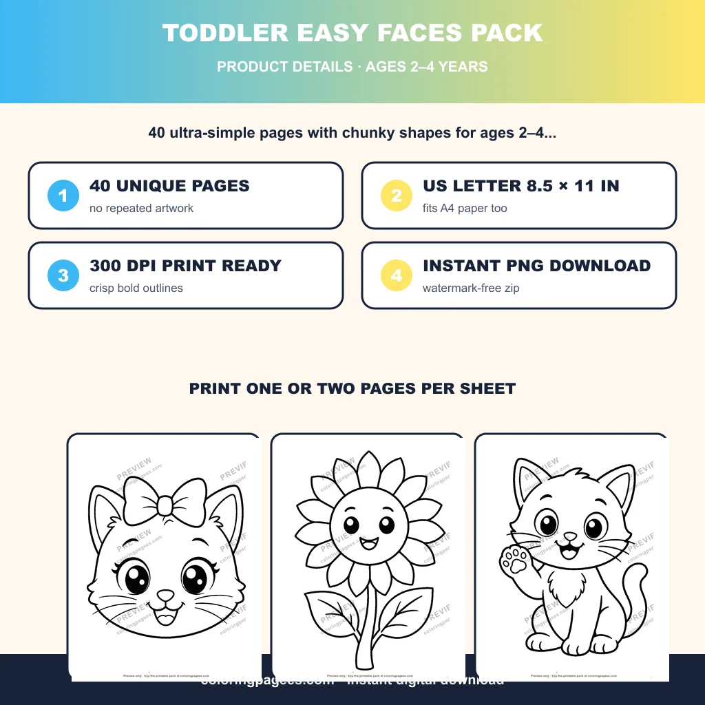 Toddler Easy Faces Pack sample pages 4