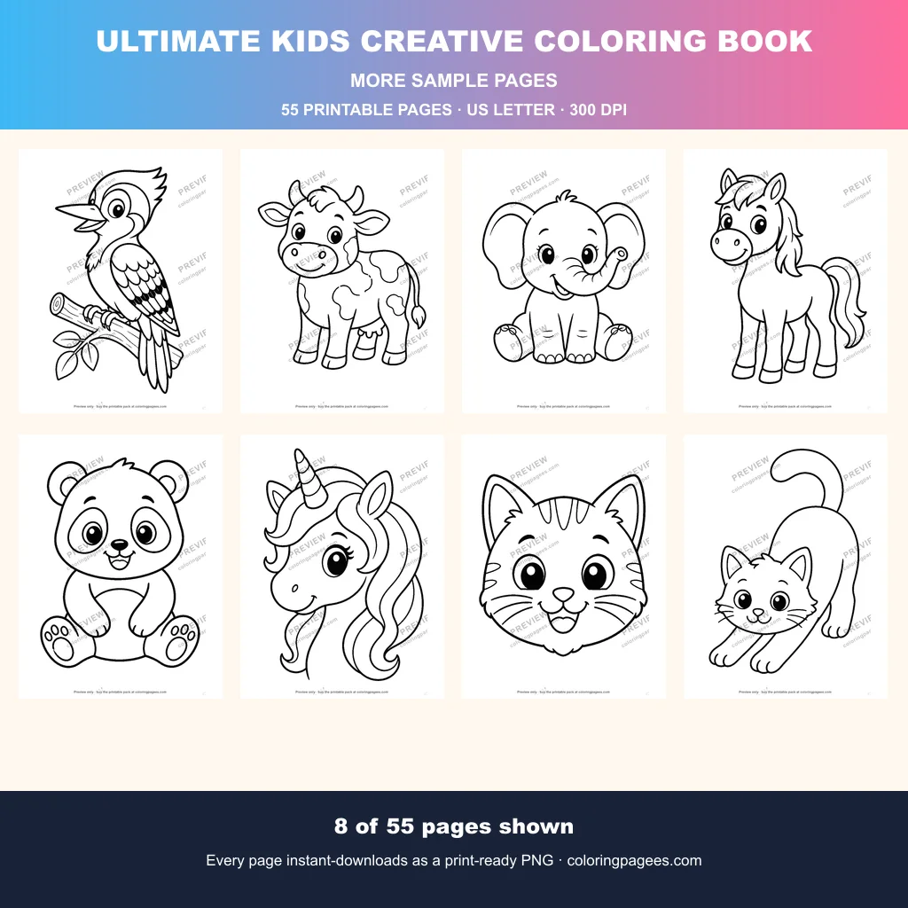Ultimate Kids Creative Coloring Pages Pack sample pages 2