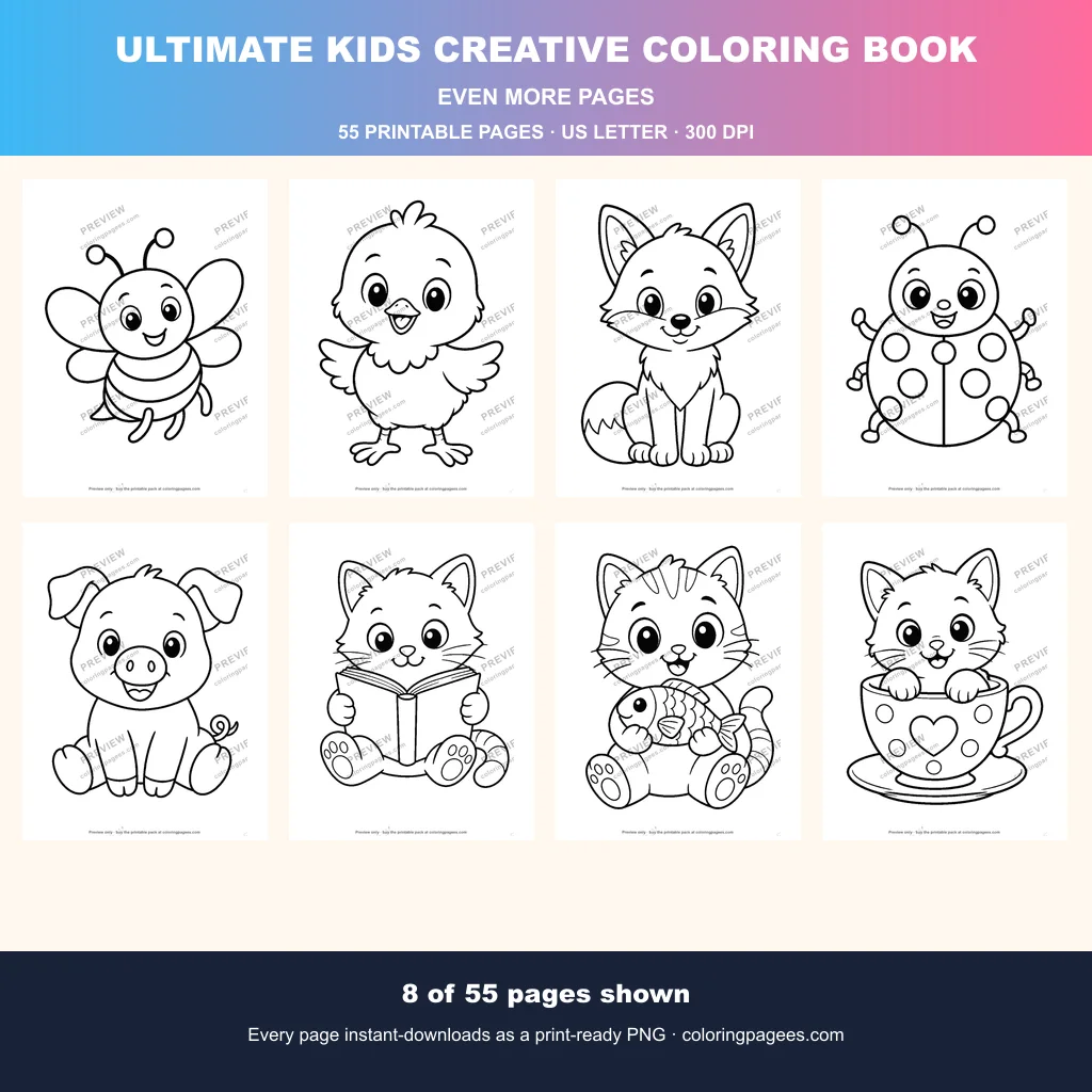 Ultimate Kids Creative Coloring Pages Pack sample pages 3