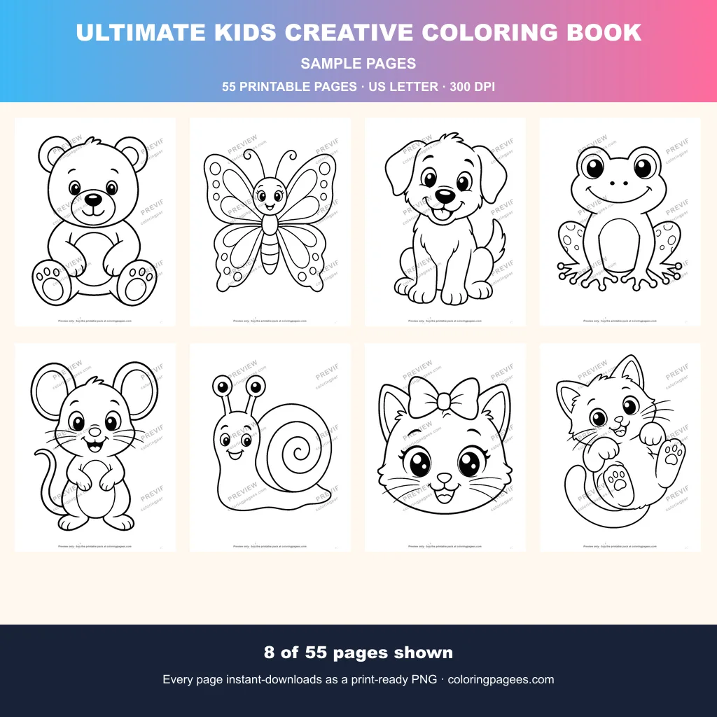 Ultimate Kids Creative Coloring Pages Pack sample pages 1