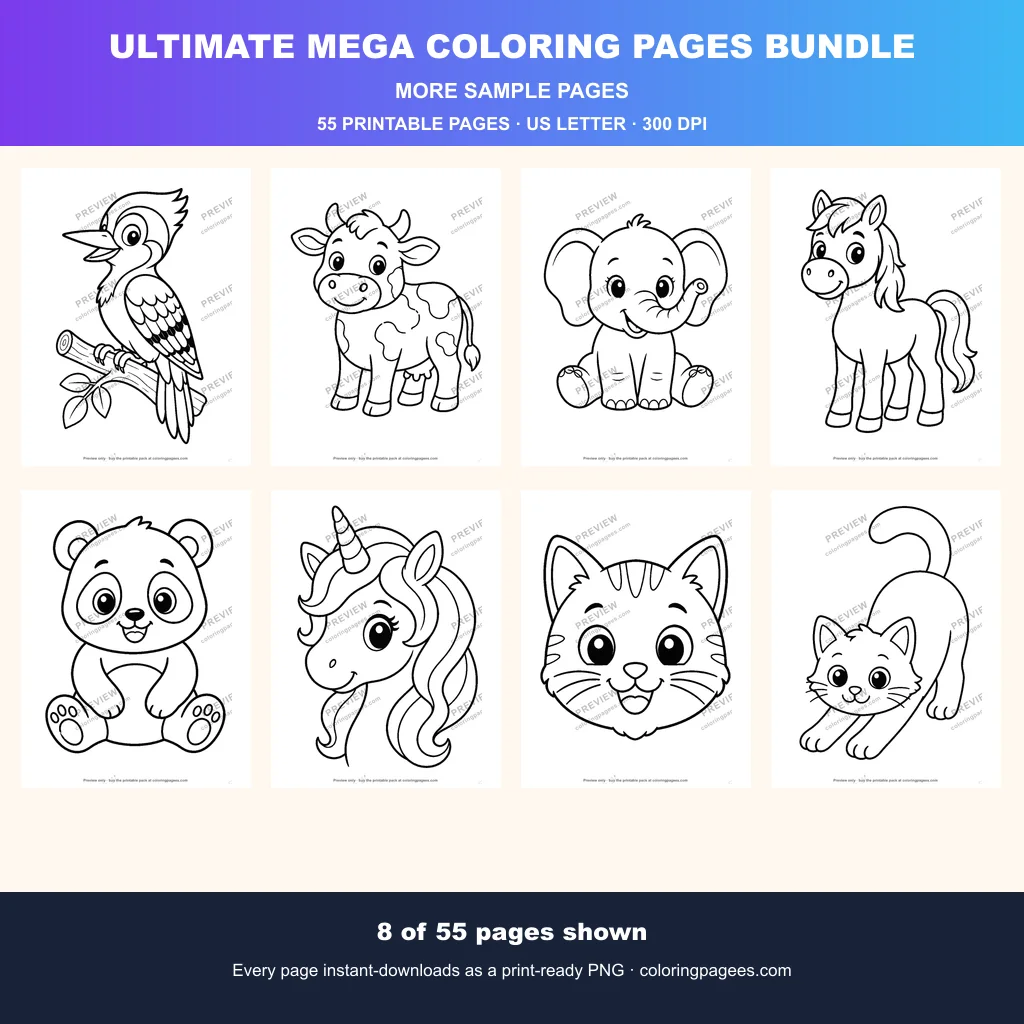 Ultimate Mega Coloring Pages Bundle sample pages 2