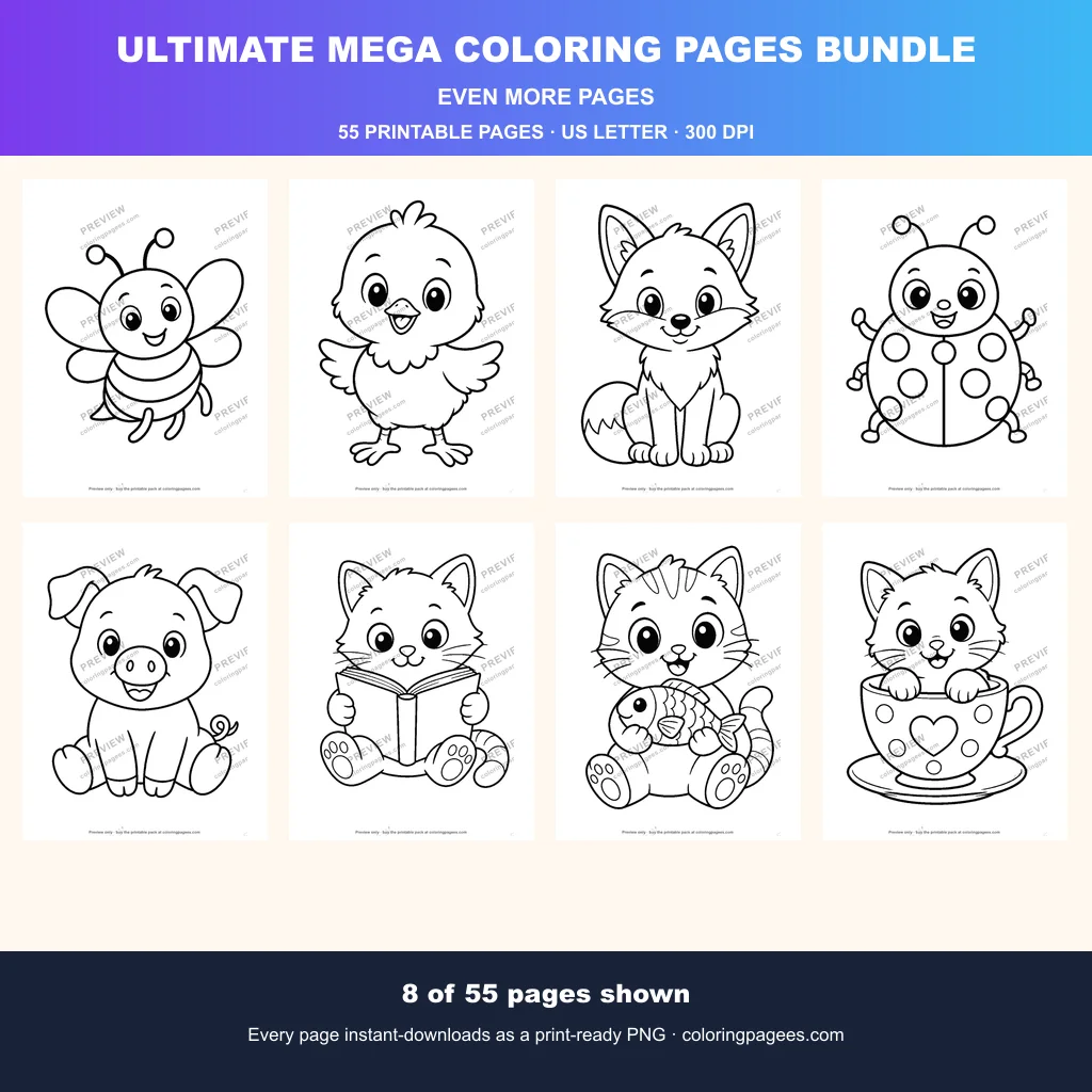 Ultimate Mega Coloring Pages Bundle sample pages 3