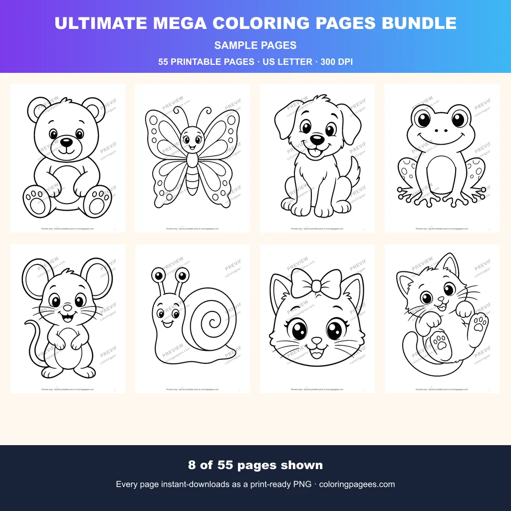 Ultimate Mega Coloring Pages Bundle sample pages 1